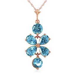 Genuine 3.15 ctw Blue Topaz Necklace Jewelry 14KT Rose Gold - REF-30K3V