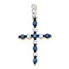 Image 1 : 0.25 CTW Blue Color Diamond Cross Pendant 10KT Yellow Gold - REF-13H4M