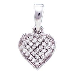 0.10 CTW Diamond Small Dainty Heart Love Pendant 10KT White Gold - REF-7W4K