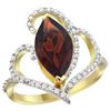 Natural 3.33 ctw Garnet & Diamond Engagement Ring 14K Yellow Gold - REF-77A5V
