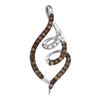 0.33 CTW Cognac-brown Color Diamond Curled Pigtail Pendant 10KT White Gold - REF-16M4H