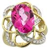 Natural 5.59 ctw pink-topaz & Diamond Engagement Ring 14K Yellow Gold - REF-59R6Z
