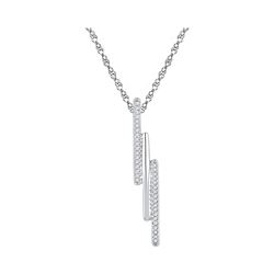 0.12 CTW Diamond Triple Vertical Bar Pendant 10KT White Gold - REF-12K8W