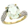 Natural 6.45 ctw green-amethyst & Diamond Engagement Ring 14K Yellow Gold - REF-54Y3X
