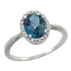 Natural 1.22 ctw London-blue-topaz & Diamond Engagement Ring 10K White Gold - REF-20G5M