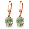Genuine 6.25 ctw Green Amethyst Earrings Jewelry 14KT Rose Gold - REF-41A2K