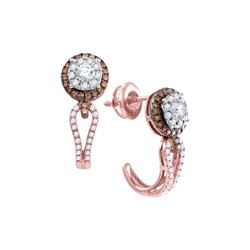 0.73 CTW Diamond J Half Hoop Cluster Earrings 14KT Rose Gold - REF-89F9N