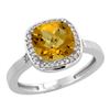 Natural 3.94 ctw Whisky-quartz & Diamond Engagement Ring 10K White Gold - REF-27A9V