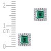 Image 2 : 0.12 CTW Princess Created Emerald Solitaire Diamond Stud Earrings 10KT White Gold - REF-18X2Y