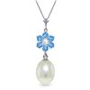 Genuine 4.53 ctw Blue Topaz & Diamond Necklace Jewelry 14KT White Gold - REF-29Y7F