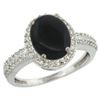 Natural 2.56 ctw Onyx & Diamond Engagement Ring 14K White Gold - REF-39A7V