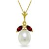 Genuine 4.5 ctw Pearl & Garnet Necklace Jewelry 14KT Yellow Gold - REF-24W3Y