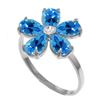 Genuine 2.22 ctw Blue Topaz & Diamond Ring Jewelry 14KT White Gold - REF-35F9Z