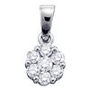 Image 1 : 1 CTW Diamond Flower Cluster Pendant 14k White Gold - REF-104N9F