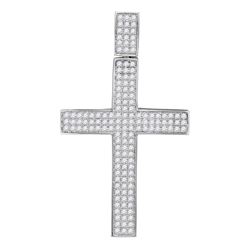 3.25 CTW Mens Diamond Roman Cross Charm Pendant 10KT White Gold - REF-269Y9X