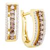 Image 1 : 0.48 CTW Cognac-brown Color Diamond Hoop Earrings 14KT Yellow Gold - REF-37K5W