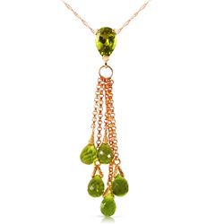 Genuine 7.5 ctw Peridot Necklace Jewelry 14KT Rose Gold - REF-39R4P