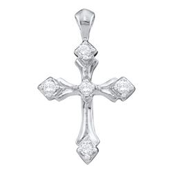 0.10 CTW Diamond Roman Cross Pattee Pendant 14KT White Gold - REF-18N2F