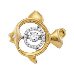 0.24 CTW Moving Twinkle Diamond Fish Pendant 10KT Yellow Gold - REF-32W9K