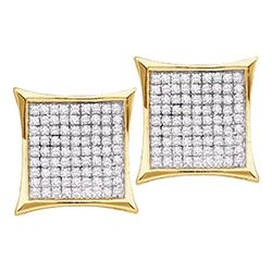 0.10 CTW Diamond Square Kite Cluster Stud Earrings 14KT Yellow Gold - REF-10H5M