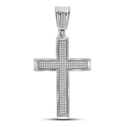 0.50 CTWMens Diamond Roman Cross Charm Pendant 10KT White Gold - REF-56Y2X