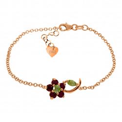 Genuine 0.87 ctw Peridot & Ruby Bracelet Jewelry 14KT Rose Gold - REF-52A2K