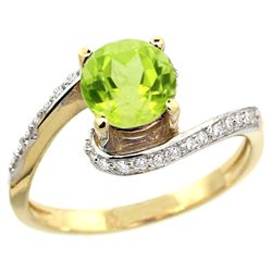 Natural 0.99 ctw peridot & Diamond Engagement Ring 10K Yellow Gold - REF-42F2N