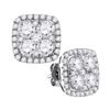 Image 1 : 2.6 CTW Diamond Square Cluster Earrings 10KT White Gold - REF-299Y5X