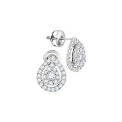 0.71 CTW Diamond Teardrop Stud Earrings 14KT White Gold - REF-67N4F