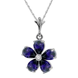 Genuine 2.22 ctw Sapphire & Diamond Necklace Jewelry 14KT White Gold - REF-36F3Z