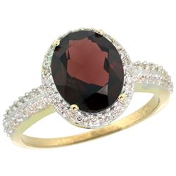 Natural 2.56 ctw Garnet & Diamond Engagement Ring 14K Yellow Gold - REF-45N3G