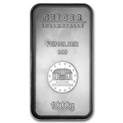 Genuine 1 kilo 0.999 Fine Silver Bar - Geiger Security Series