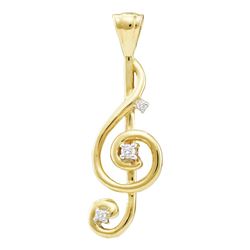 0.06 CTW Diamond Treble Clef Music Note Pendant 10KT Yellow Gold - REF-9M7H