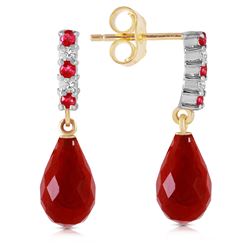 Genuine 6.9 ctw Ruby & Diamond Earrings Jewelry 14KT Yellow Gold - REF-35N2R