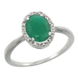 Natural 1.52 ctw Emerald & Diamond Engagement Ring 10K White Gold - REF-29Z7Y