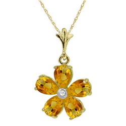 Genuine 2.22 ctw Citrine & Diamond Necklace Jewelry 14KT Yellow Gold - REF-30M2T