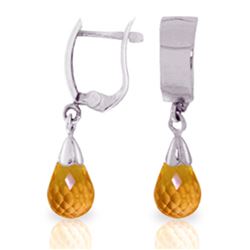 Genuine 2.5 ctw Citrine Earrings Jewelry 14KT White Gold - REF-22Y3F