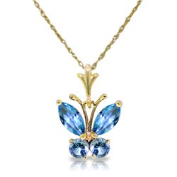 Genuine 0.60 ctw Blue Topaz Necklace Jewelry 14KT Yellow Gold - REF-23H5X