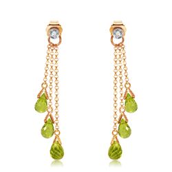 Genuine 10.53 ctw Peridot & Diamond Earrings Jewelry 14KT Rose Gold - REF-33T7A