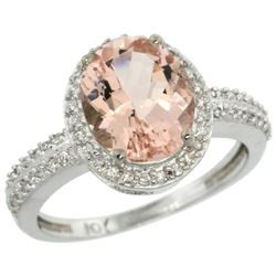 Natural 2.56 ctw Morganite & Diamond Engagement Ring 10K White Gold - REF-56K6R