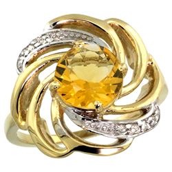 Natural 2.25 ctw citrine & Diamond Engagement Ring 14K Yellow Gold - REF-57N8G