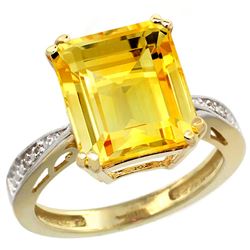 Natural 5.42 ctw Citrine & Diamond Engagement Ring 10K Yellow Gold - REF-57X3A