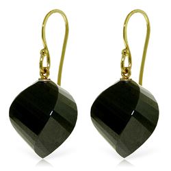 Genuine 31 ctw Black Spinel Earrings Jewelry 14KT Yellow Gold - REF-30T2A