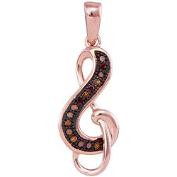 0.05 CTW Red Color Diamond Treble Clef Pendant 10KT Rose Gold - REF-8K9W