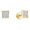 Image 1 : 0.10 CTW Diamond Square Cluster Earrings 14KT Yellow Gold - REF-12F2N