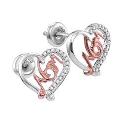 0.17 CTW Diamond Heart Mom Screwback Stud Earrings 10KT White Gold - REF-18K2W