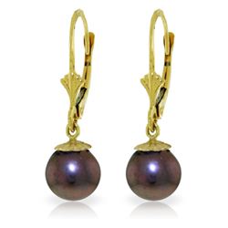 Genuine 4 ctw Black Pearl Earrings Jewelry 14KT White Gold - REF-20Z7N