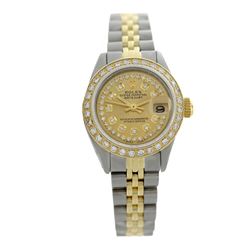 Rolex Pre-owned 26mm Womens Custom String Champagne Two Tone - REF-540R3M