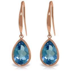 Genuine 5 ctw Blue Topaz Earrings Jewelry 14KT Rose Gold - REF-35N2R