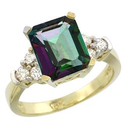 Natural 2.86 ctw mystic-topaz & Diamond Engagement Ring 14K Yellow Gold - REF-65W2K